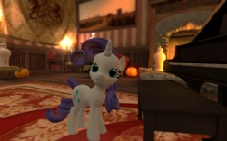 Size: 1280x800 | Tagged: safe, artist:hano, rarity, pony, unicorn, 3d, candle, carpet, cp manor event, fireplace, gmod, looking at you, piano, picture, team fortress 2, vase