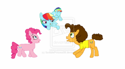 Size: 1024x568 | Tagged: safe, artist:scribbleprincess56, derpibooru import, cheese sandwich, pinkie pie, rainbow dash, earth pony, pegasus, pony, cheesepie, female, male, shipping, simple background, straight, watermark