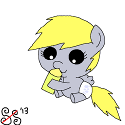 Size: 900x900 | Tagged: safe, artist:smilestallion, derpy hooves, pony, baby, baby pony, bottle, cutie mark diapers, diaper