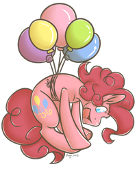 Size: 800x1000 | Tagged: safe, artist:rozga, pinkie pie, earth pony, pony, balloon, solo, then watch her balloons lift her up to the sky