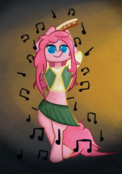 Size: 705x1000 | Tagged: safe, artist:coco, pinkie pie, earth pony, pony, belly button, midriff, music, romani
