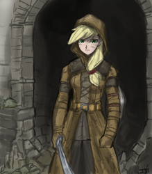 Size: 800x913 | Tagged: safe, artist:johnjoseco, applejack, human, colored, dark souls, humanized, wanderer