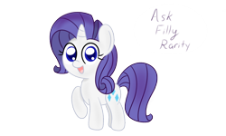 Size: 1000x600 | Tagged: safe, artist:mister-true, rarity, pony, unicorn, askfillyrarity, female, horn, mare, white coat