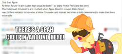 Size: 771x345 | Tagged: safe, applejack, earth pony, pony, one bad apple, cutie mark crusaders, engineer, team fortress 2, text