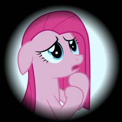 Size: 4000x4000 | Tagged: safe, artist:php19, pinkie pie, earth pony, pony, black background, floppy ears, open mouth, pinkamena diane pie, sad, simple background, solo, vector