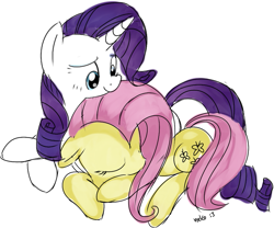 Size: 841x700 | Tagged: safe, artist:mcsadat, fluttershy, rarity, pegasus, pony, unicorn, female, flarity, lesbian, shipping