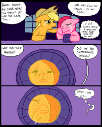 Size: 827x1025 | Tagged: safe, artist:metal-kitty, applejack, pinkie pie, earth pony, pony, comic:mlp project, comic, crying, sad