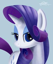 Size: 1400x1700 | Tagged: safe, artist:warfost, rarity, pony, unicorn, simple background, smiling, solo