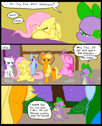 Size: 827x1025 | Tagged: safe, artist:metal-kitty, applejack, fluttershy, pinkie pie, rainbow dash, rarity, spike, dragon, earth pony, pegasus, pony, unicorn, comic:mlp project, comic, drinking