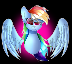 Size: 3345x2952 | Tagged: safe, artist:tomboygirl45, derpibooru import, rainbow dash, pegasus, pony, bust, colored pupils, female, high res, mare, portrait, solo, spread wings, wings