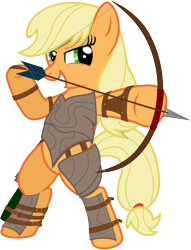 Size: 5000x6545 | Tagged: safe, artist:lightningtumble, applejack, earth pony, pony, absurd resolution, archer, archery, arrow, bow (weapon), bow and arrow, simple background, transparent background, vector, weapon