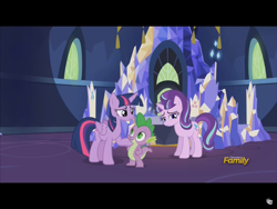 Size: 2048x1536 | Tagged: safe, screencap, spike, starlight glimmer, twilight sparkle, twilight sparkle (alicorn), alicorn, dragon, pony, the cutie re-mark, discovery family logo, s5 starlight, sad