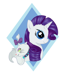 Size: 600x618 | Tagged: safe, artist:talonsword, opalescence, rarity, pony, unicorn, female, horn, mare, white coat