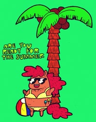 Size: 713x900 | Tagged: safe, artist:kicksatanout, pinkie pie, earth pony, pony, bikini, clothes, summer, swimsuit, tan, text