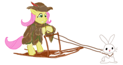 Size: 900x475 | Tagged: safe, artist:artofandy, angel bunny, fluttershy, pegasus, pony, lord of the rings, radagast, the hobbit