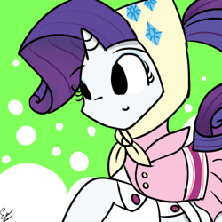 Size: 500x500 | Tagged: safe, artist:erikagaga, rarity, pony, unicorn, camping outfit, female, horn, mare, white coat