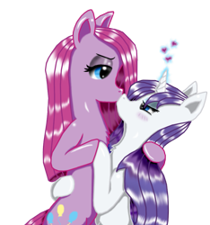 Size: 781x835 | Tagged: safe, artist:xaidon, pinkie pie, rarity, earth pony, pony, unicorn, female, kissing, lesbian, raripie, shipping, wet, wet mane, wet mane rarity