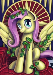 Size: 1400x1981 | Tagged: safe, artist:dahtamnay, fluttershy, pegasus, pony, female, holly, mare, solo