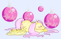 Size: 500x321 | Tagged: safe, artist:nonokono, fluttershy, pegasus, pony, christmas, female, mare, ornament