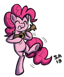 Size: 396x471 | Tagged: safe, artist:serenamidori, pinkie pie, earth pony, pony, musical instrument, solo, ukulele