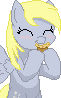 Size: 61x98 | Tagged: safe, artist:delos-x, derpy hooves, pegasus, pony, female, mare, muffin, pixel art, solo