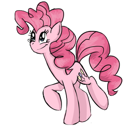 Size: 1000x1000 | Tagged: safe, artist:thespengineer, pinkie pie, earth pony, pony, raised hoof, raised leg, simple background, smiling, solo, transparent background