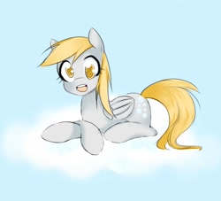 Size: 1100x1000 | Tagged: safe, artist:miraimystery, derpy hooves, pegasus, pony, cloud, female, mare, solo