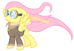 Size: 5000x3469 | Tagged: dead source, safe, artist:nicolasnsane, fluttershy, pegasus, pony, bomber jacket, clothes, goggles, scarf, simple background, solo, transparent background, vector, windswept mane