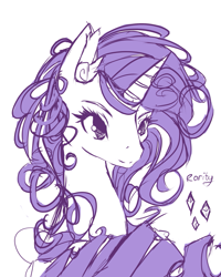 Size: 1333x1669 | Tagged: safe, artist:inkytophat, rarity, pony, unicorn, ear fluff, messy mane, simple background, solo