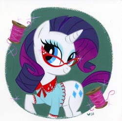 Size: 753x743 | Tagged: safe, artist:stephaniebuscema, rarity, pony, unicorn, female, glasses, mare, purple mane, solo, white coat