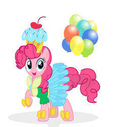 Size: 391x412 | Tagged: safe, artist:relaxingonthemoon, pinkie pie, earth pony, pony, .svg available, balloon, clothes, dress, simple background, solo, svg, transparent background, vector