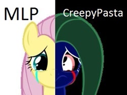 Size: 283x213 | Tagged: safe, fluttershy, pegasus, pony, blood, creepy, creepypasta, crying, sad