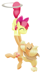 Size: 2400x3840 | Tagged: safe, artist:roadsleadme, apple bloom, applejack, earth pony, pony, applecopter, loop-de-hoop, simple background, tailcopter, transparent background, vector