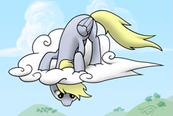 Size: 925x623 | Tagged: safe, artist:topgull, derpy hooves, pegasus, pony, cloud, cloudy, female, mare, solo