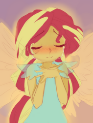 Size: 716x940 | Tagged: safe, artist:loyaldis, sunset shimmer, equestria girls, my past is not today, sketch, solo, sunset phoenix, wings