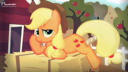 Size: 1366x768 | Tagged: safe, artist:realider, applejack, earth pony, pony, solo