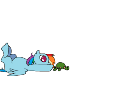 Size: 838x584 | Tagged: safe, artist:smirk, derpibooru import, rainbow dash, tank, pegasus, pony, animated, blank flank, cute, dashabetes, eyes on the prize, face down ass up, female, filly, flip, flop, gif, legs in air, mare, ms paint, on back, prone, silly, silly pony, simple background, smear frame, smiling, spread wings, white background, wings