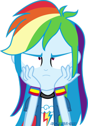 Size: 1600x2288 | Tagged: safe, artist:jucamovi1992, derpibooru import, rainbow dash, equestria girls, bored, clothes, female, simple background, solo, transparent background, wristband