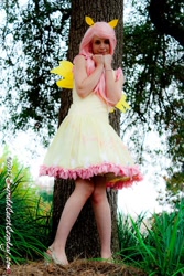 Size: 640x960 | Tagged: safe, artist:kitnichi, fluttershy, human, cosplay, grass, irl, irl human, photo, solo, tree