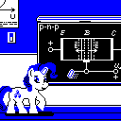 Size: 512x512 | Tagged: safe, artist:scalybeing, rarity, pony, unicorn, chalk, chalkboard, electronics, pixel art, schematics, semiconductor, transistor