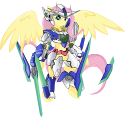 Size: 7795x7325 | Tagged: safe, artist:halotheme, fluttershy, pegasus, pony, absurd resolution, crossover, gundam, parody