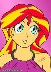 Size: 1238x1744 | Tagged: safe, artist:otakon, sunset shimmer, equestria girls, rainbow rocks, anime, bust, solo