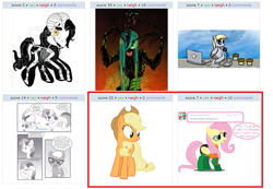 Size: 833x575 | Tagged: safe, applejack, fluttershy, earth pony, pegasus, pony, aquaman, exploitable meme, juxtaposition, juxtaposition win