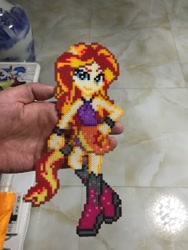 Size: 1000x1333 | Tagged: safe, artist:2ju, sunset shimmer, equestria girls, rainbow rocks, hand, perler beads