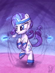 Size: 1280x1707 | Tagged: safe, artist:pirill, rarity, pony, unicorn, 30 minute art challenge, exercise, headband, jump rope, magic, solo