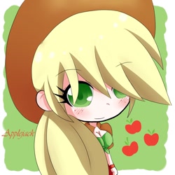 Size: 1024x1024 | Tagged: safe, artist:komo, applejack, clothes, female, humanized, pixiv