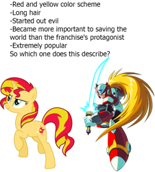 Size: 814x901 | Tagged: safe, sunset shimmer, pony, unicorn, comparison, megaman x, zero