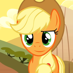 Size: 720x720 | Tagged: safe, applejack, earth pony, pony, inverted mouth, solo