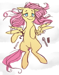 Size: 480x608 | Tagged: safe, artist:xarakayx, fluttershy, pegasus, pony, drugs, female, flutterhigh, heroin, high, mare, needle, solo, syringe