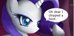 Size: 1343x658 | Tagged: safe, artist:mricantdraw, rarity, pony, unicorn, caption, cropped, hooves